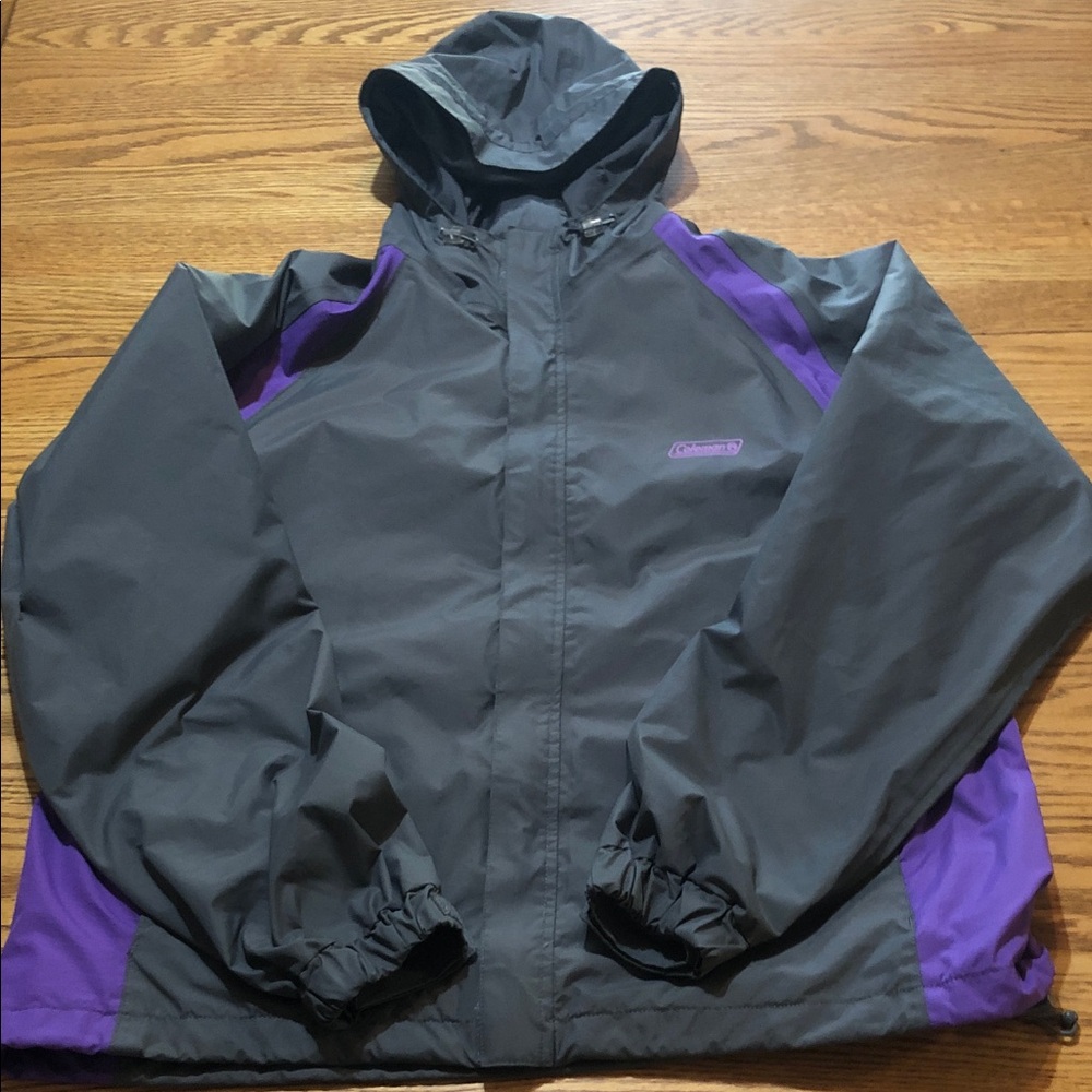 Coleman Gray and Purple Hooded Raincoat